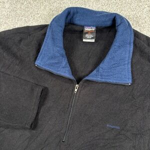 Vintage Patagonia Fleece Pullover Mens XL Black Capilene 1/4 Zip USA Made
